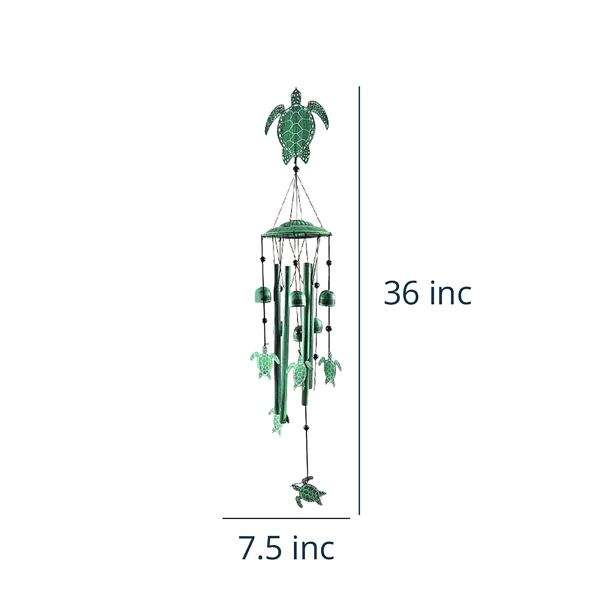 VP Home Turtle Metal Wind Chime - Green (5"x5"x36") image number 6