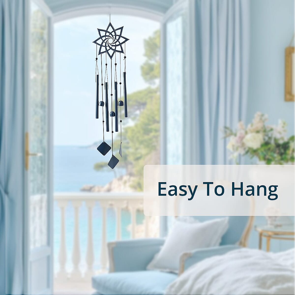 VP Home Spiral Mandala Metal Wind Chime - Blue image number 1