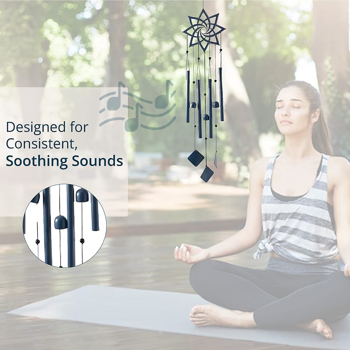 VP Home Spiral Mandala Metal Wind Chime - Blue image number 2