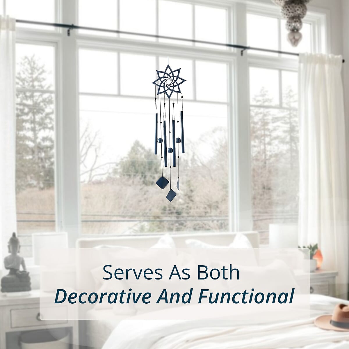 VP Home Spiral Mandala Metal Wind Chime - Blue image number 4