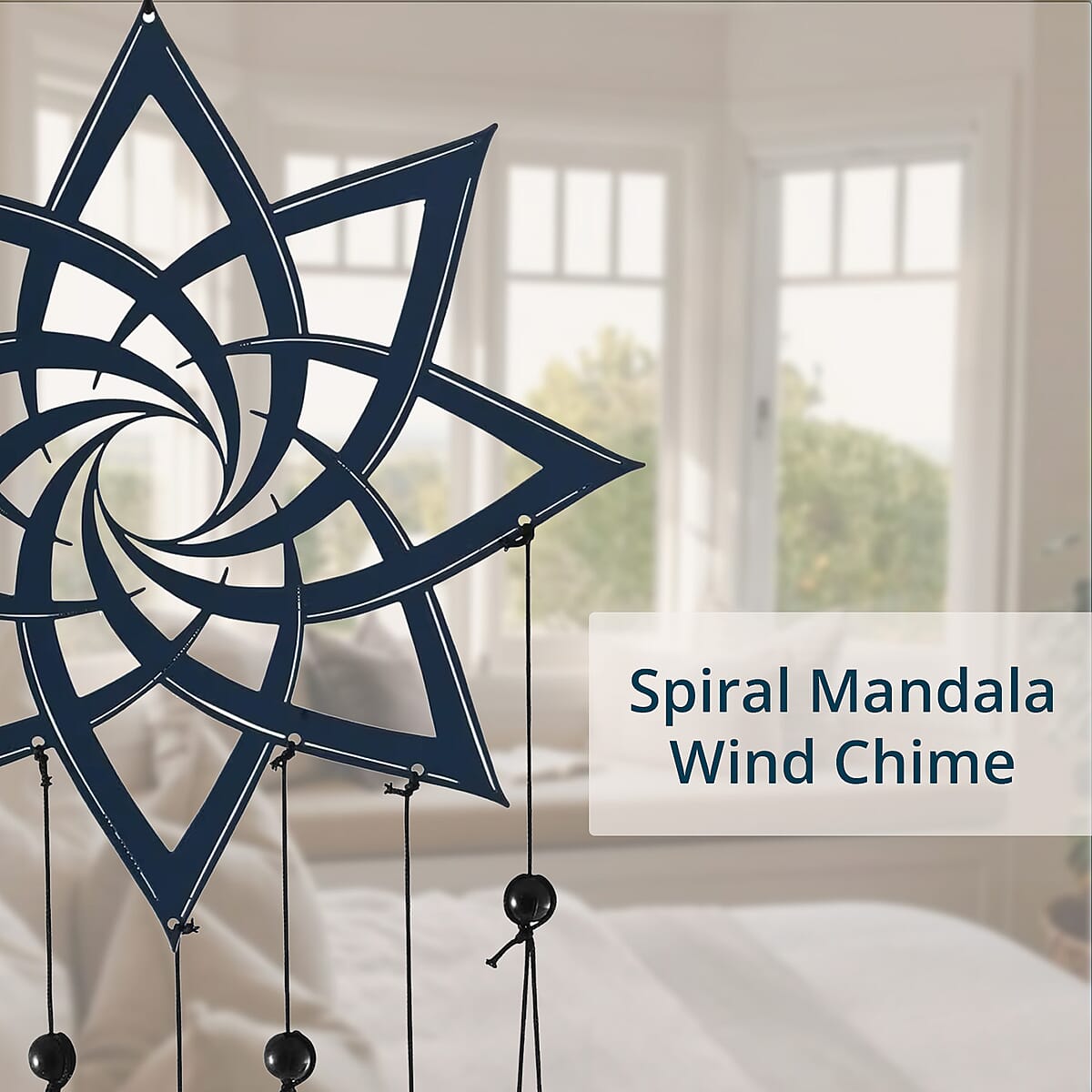 VP Home Spiral Mandala Metal Wind Chime - Blue image number 5