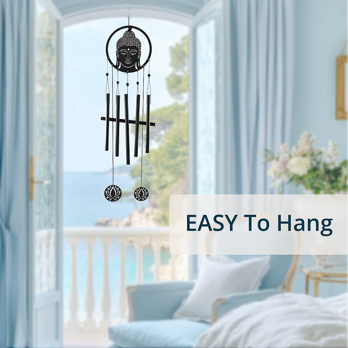 VP Home Eternal Zen Buddha Metal Wind Chime - Bronze image number 1