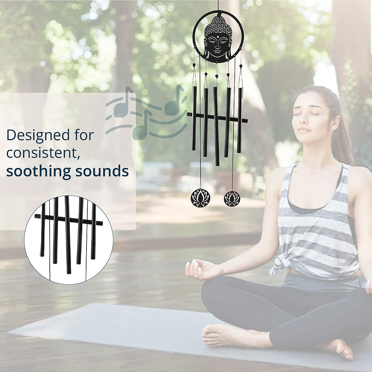 VP Home Eternal Zen Buddha Metal Wind Chime - Bronze image number 2