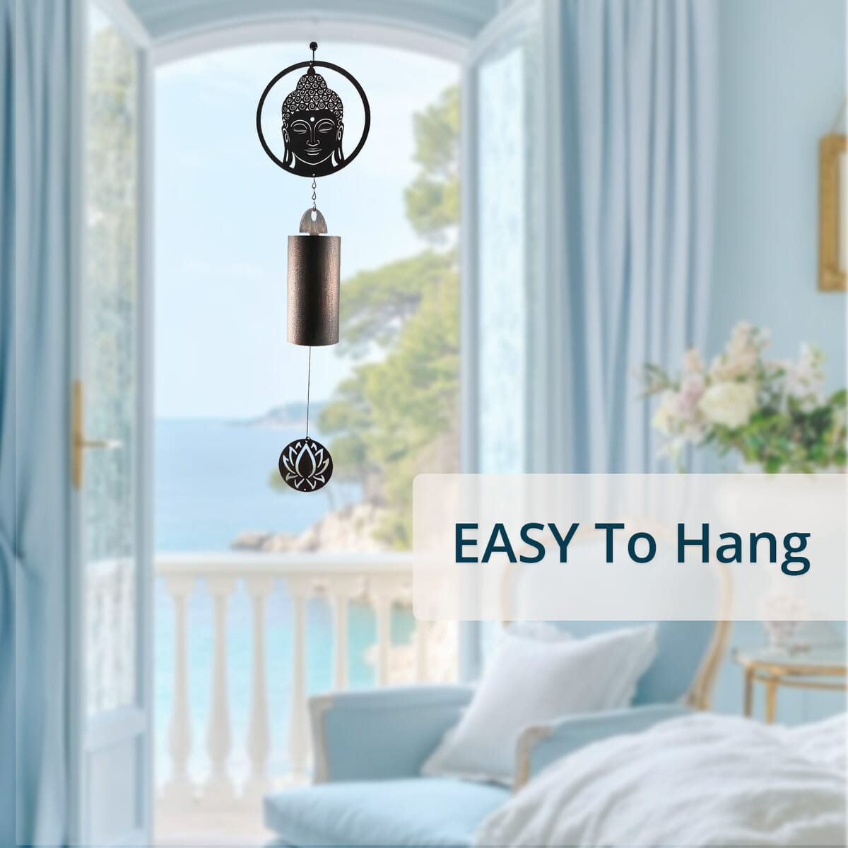 VP Home Rustic Zen Buddha Metal Wind Chime - Bronze image number 1