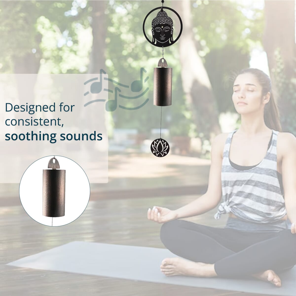 VP Home Rustic Zen Buddha Metal Wind Chime - Bronze image number 2