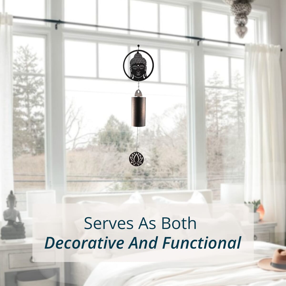VP Home Rustic Zen Buddha Metal Wind Chime - Bronze image number 4