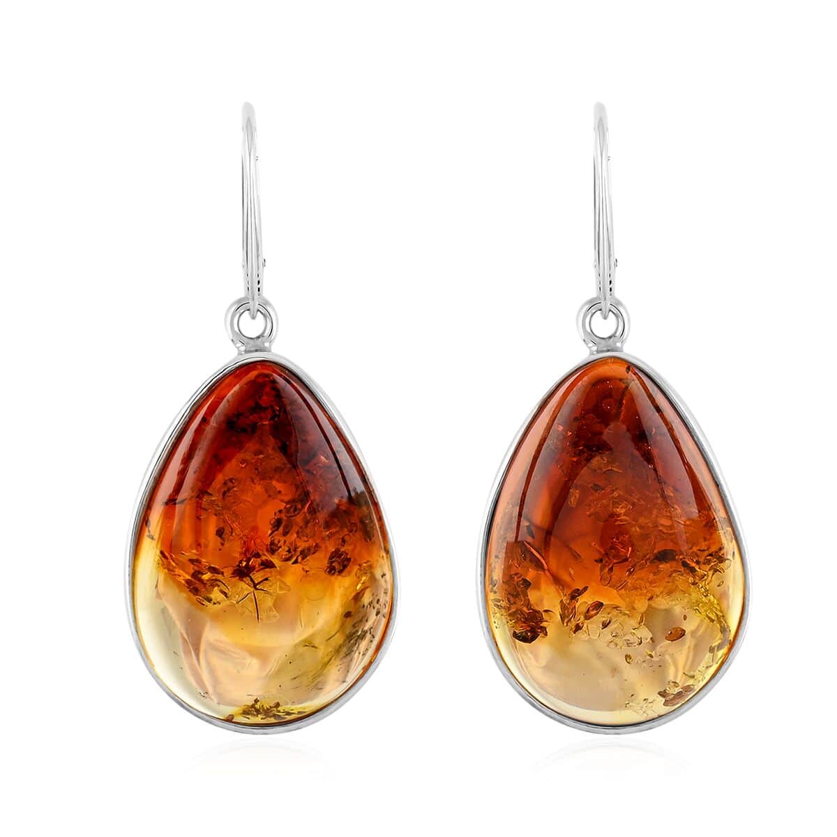 Baltic Amber Fancy Shape Earrings in Sterling Silver image number 0