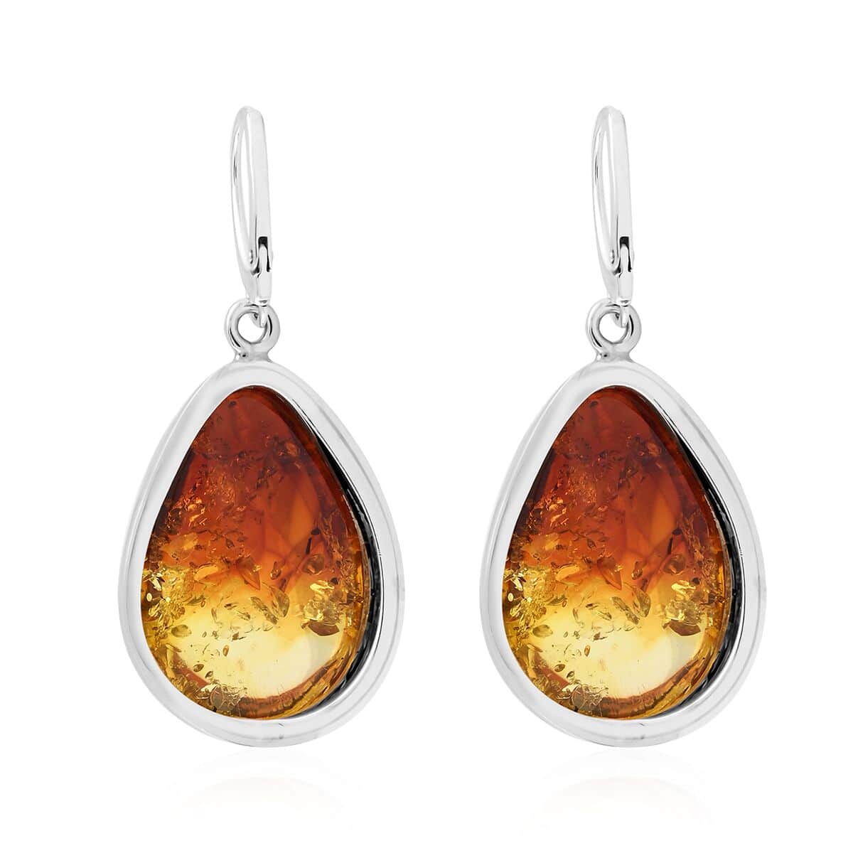 Baltic Amber Fancy Shape Earrings in Sterling Silver image number 3