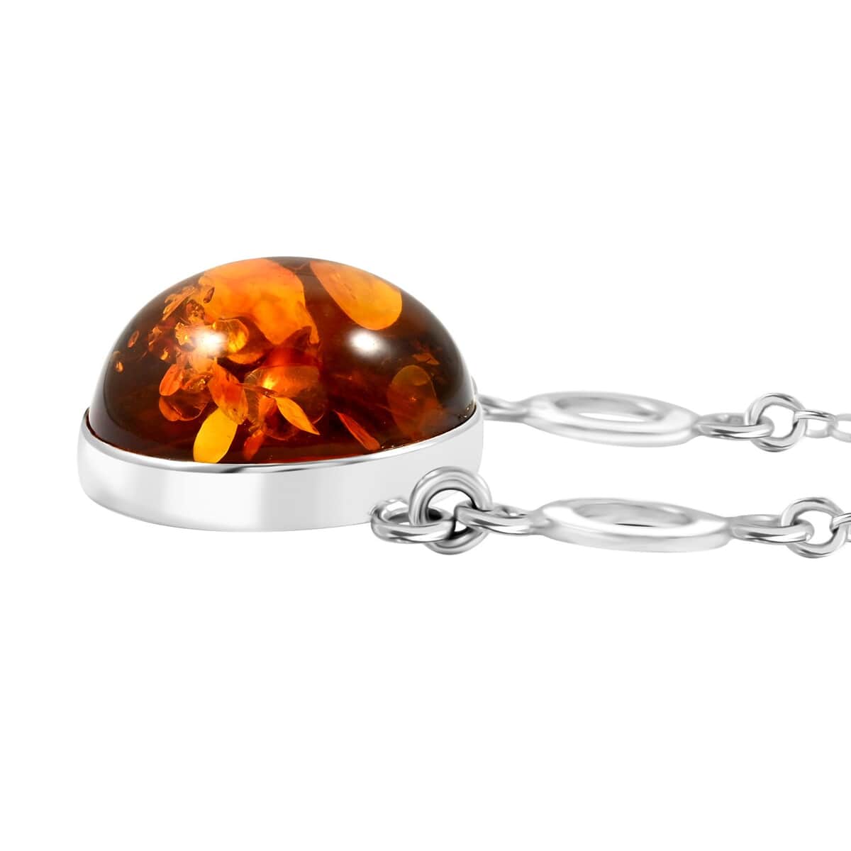 Baltic Amber Round Shape Designer Necklace in Sterling Silver 20 Inches image number 3