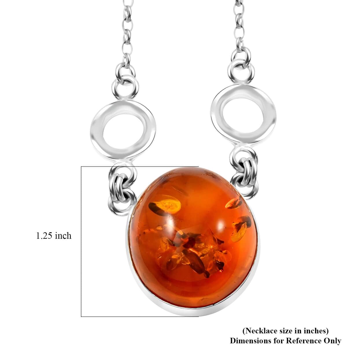 Baltic Amber Round Shape Designer Necklace in Sterling Silver 20 Inches image number 5