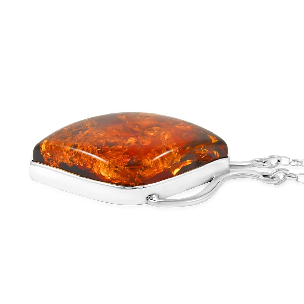 Baltic Amber Fancy Shape Necklace in Sterling Silver 21 Inches image number 2