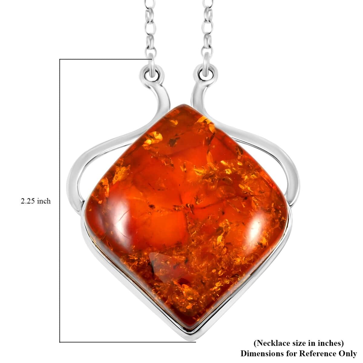 Baltic Amber Fancy Shape Necklace in Sterling Silver 21 Inches image number 4