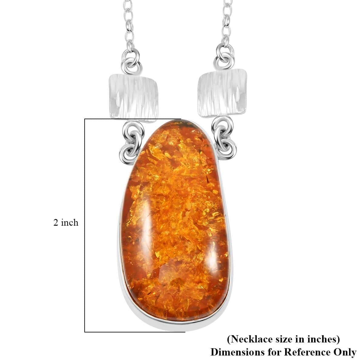 Baltic Amber Fancy Shape Designer Necklace in Sterling Silver 21 Inches image number 5