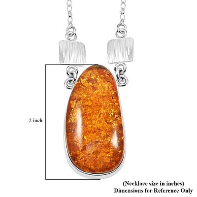Baltic Amber Fancy Shape Designer Necklace in Sterling Silver 21 Inches