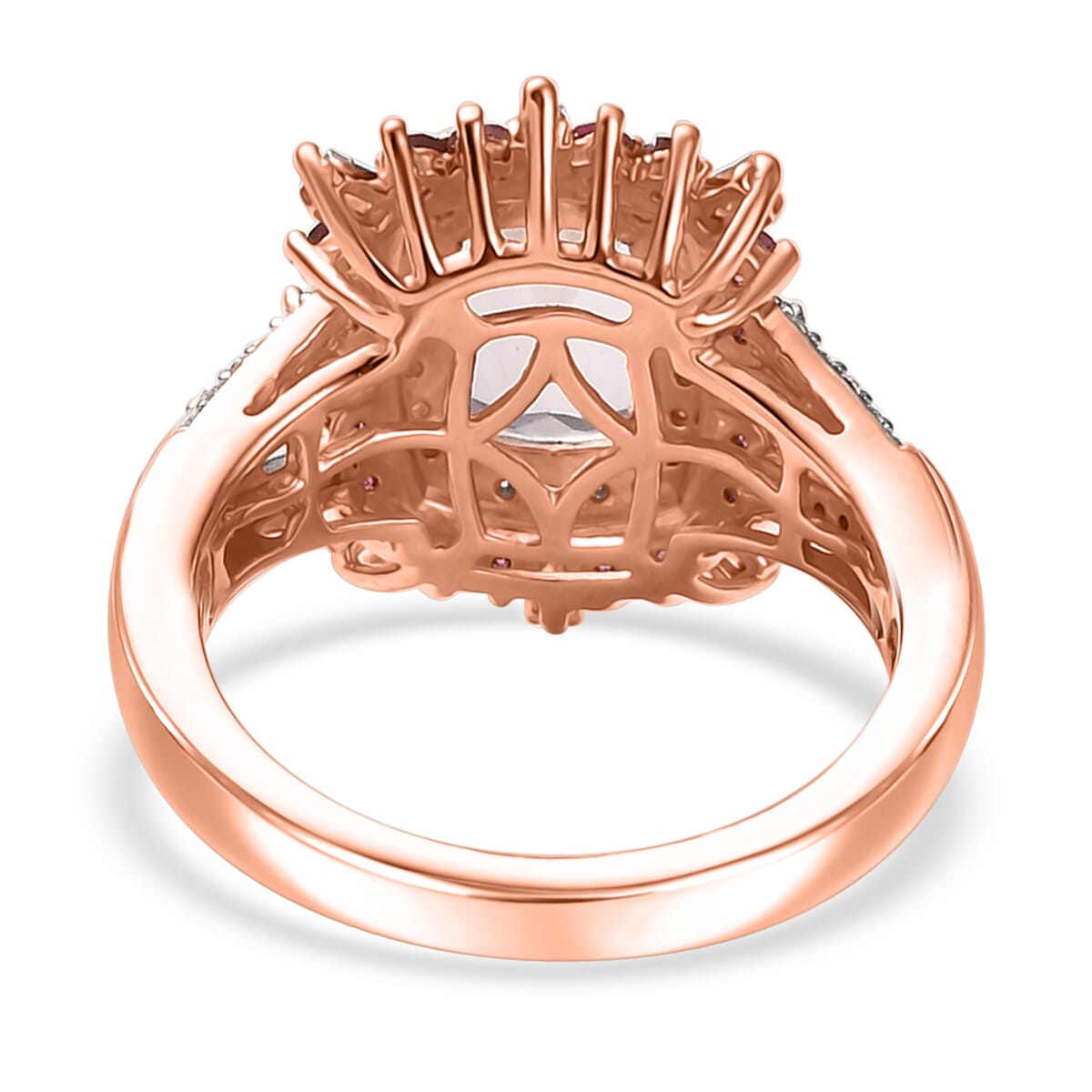 Pink Morganite and Multi Gemstone 2.10 ctw Floral Ring in 18K Vermeil Rose Gold Over Sterling Silver (Size  10.0) image number 4