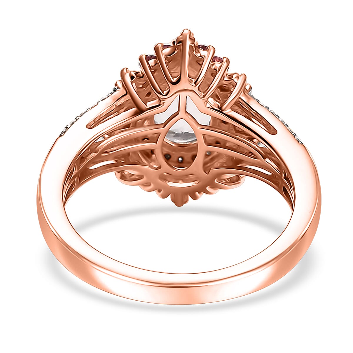 Pink Morganite and Multi Gemstone 2.00 ctw Ring in 18K Vermeil Rose Gold Over Sterling Silver (Size 8.0) image number 4