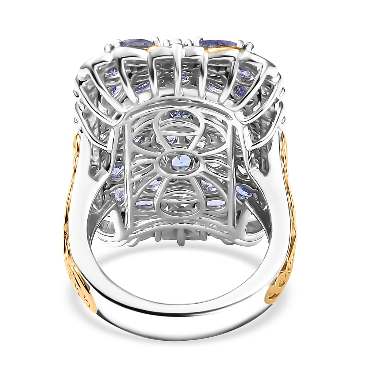 D'Joy Tanzanite 5.60 ctw Victorian Era Ring in 18K Vermeil YG and Rhodium Over Sterling Silver (Size 9.0)  image number 4