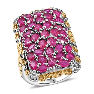 D'Joy Niassa Ruby (FF) 8.25 ctw Victorian Era Ring in 18K Vermeil YG and Rhodium Over Sterling Silver (Size 7.0)