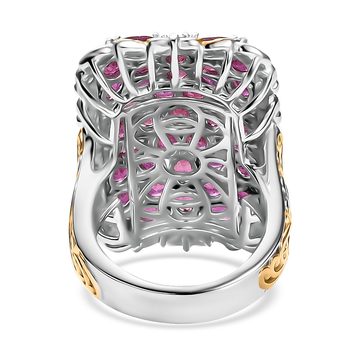 D'Joy Niassa Ruby (FF) 8.25 ctw Victorian Era Ring in 18K Vermeil YG and Rhodium Over Sterling Silver (Size 7.0) image number 4