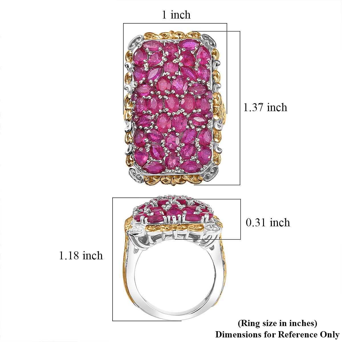 D'Joy Niassa Ruby (FF) 8.25 ctw Victorian Era Ring in 18K Vermeil YG and Rhodium Over Sterling Silver (Size 8.0) image number 5
