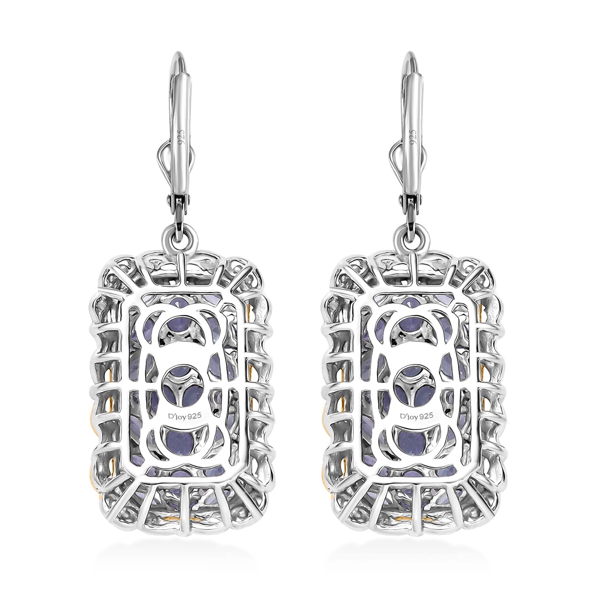 D'Joy Tanzanite 5.00 ctw Lever Back Earrings in YG and Rhodium Over Sterling Silver image number 4