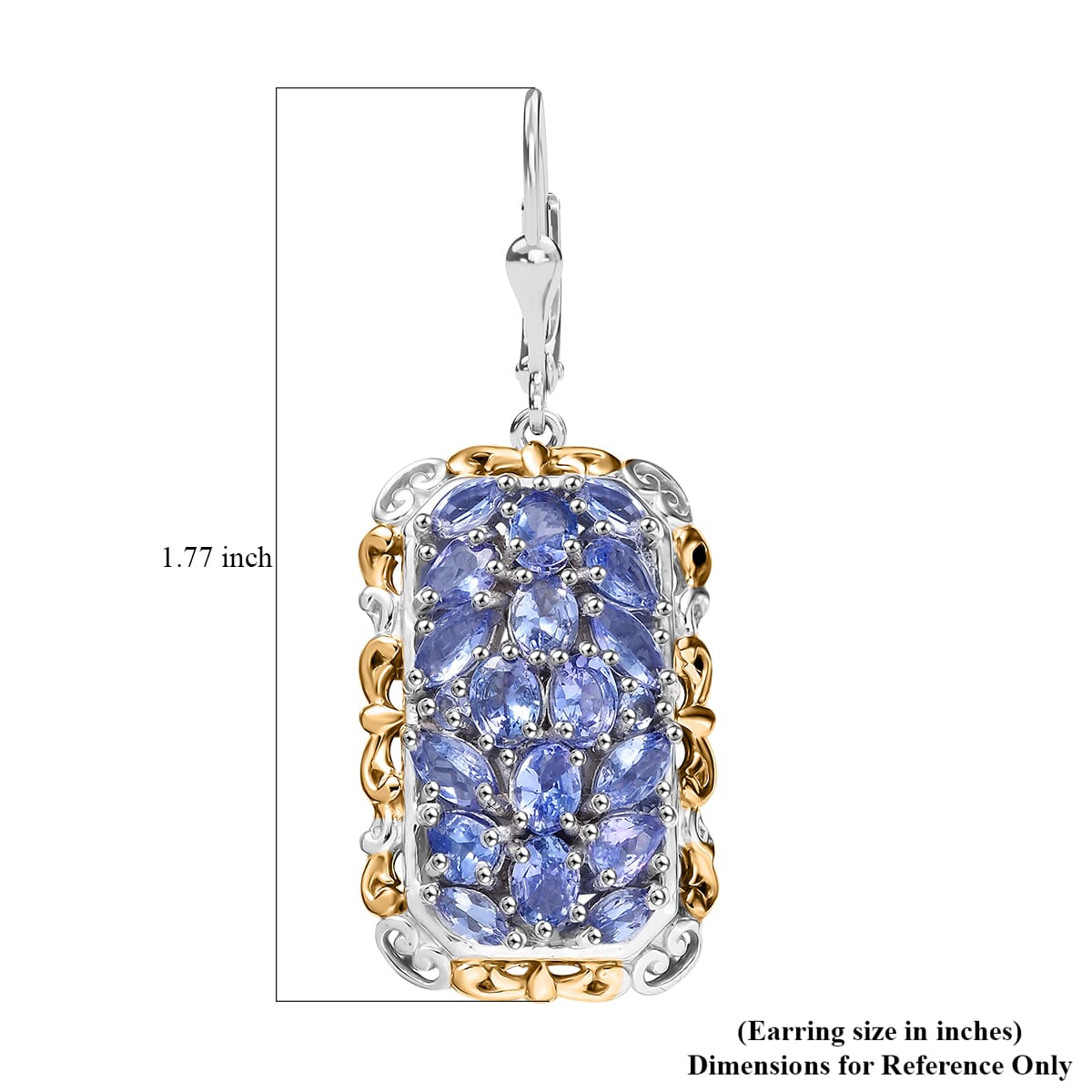 D'Joy Tanzanite 5.00 ctw Lever Back Earrings in YG and Rhodium Over Sterling Silver image number 5