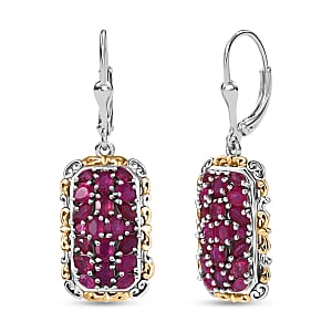 D'Joy Niassa Ruby (FF) 7.00 ctw Victorian Era Earrings in 18K Vermeil YG and Rhodium Over Sterling Silver