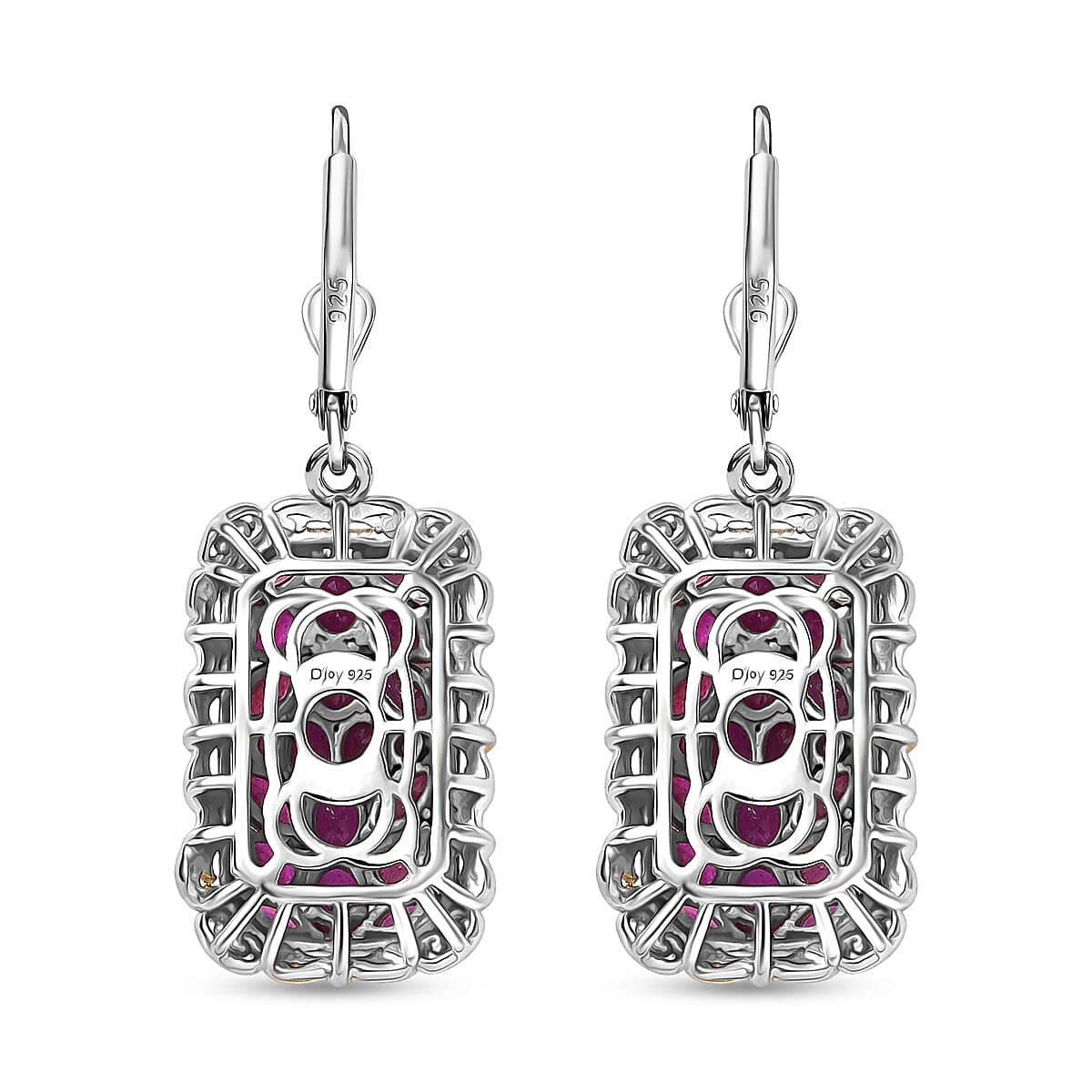 D'Joy Niassa Ruby (FF) 7.00 ctw Victorian Era Earrings in 18K Vermeil YG and Rhodium Over Sterling Silver image number 4