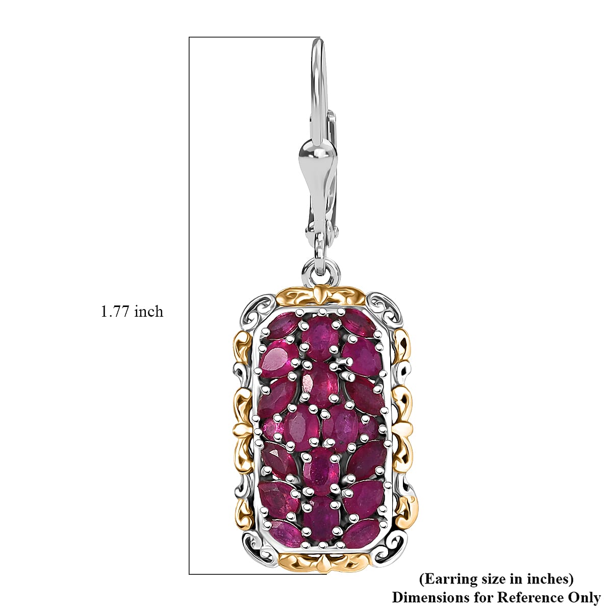 D'Joy Niassa Ruby (FF) 7.00 ctw Victorian Era Earrings in 18K Vermeil YG and Rhodium Over Sterling Silver image number 5