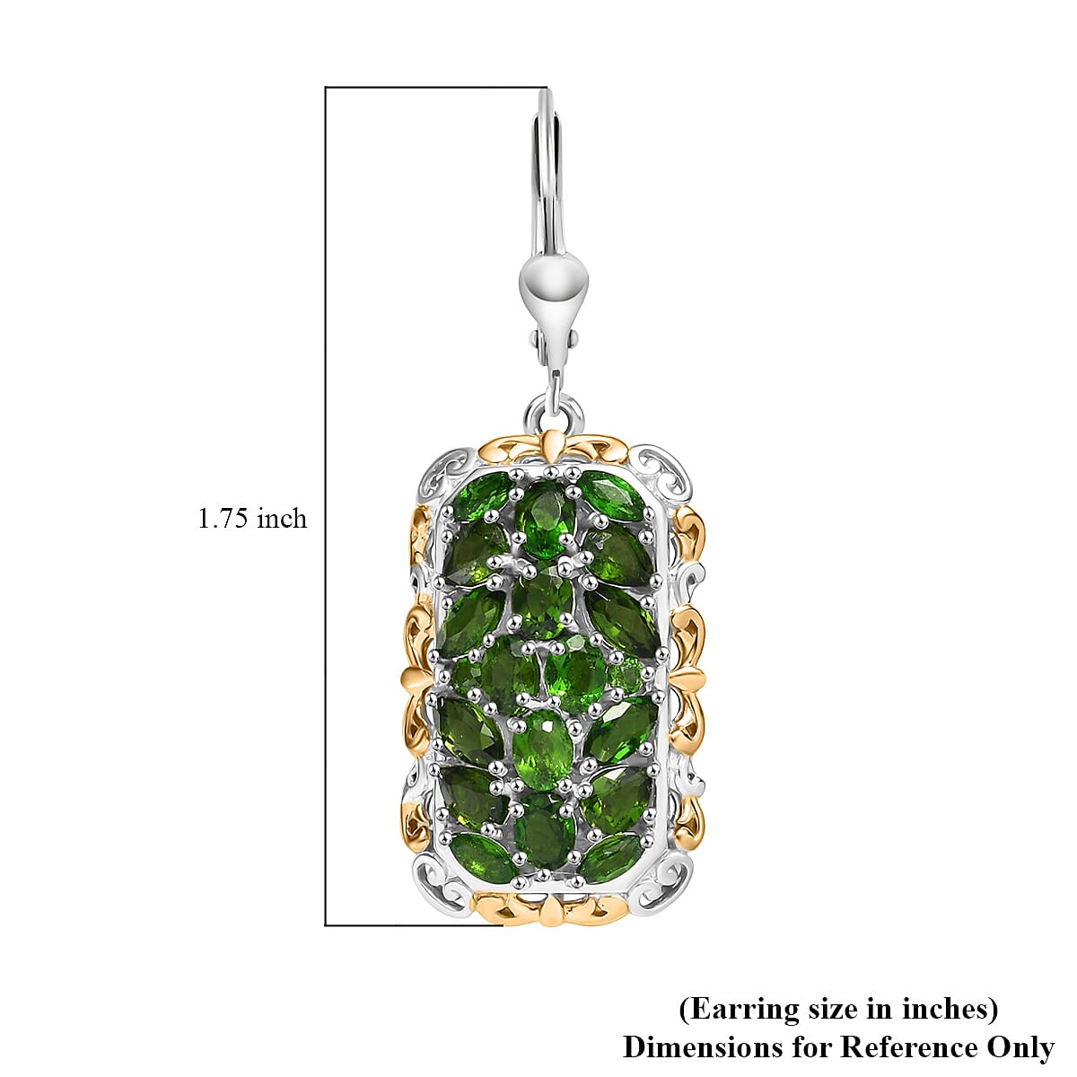 D'Joy Chrome Diopside 5.25 ctw Victorian Era Earrings in 18K Vermeil YG and Rhodium Over Sterling Silver  image number 6