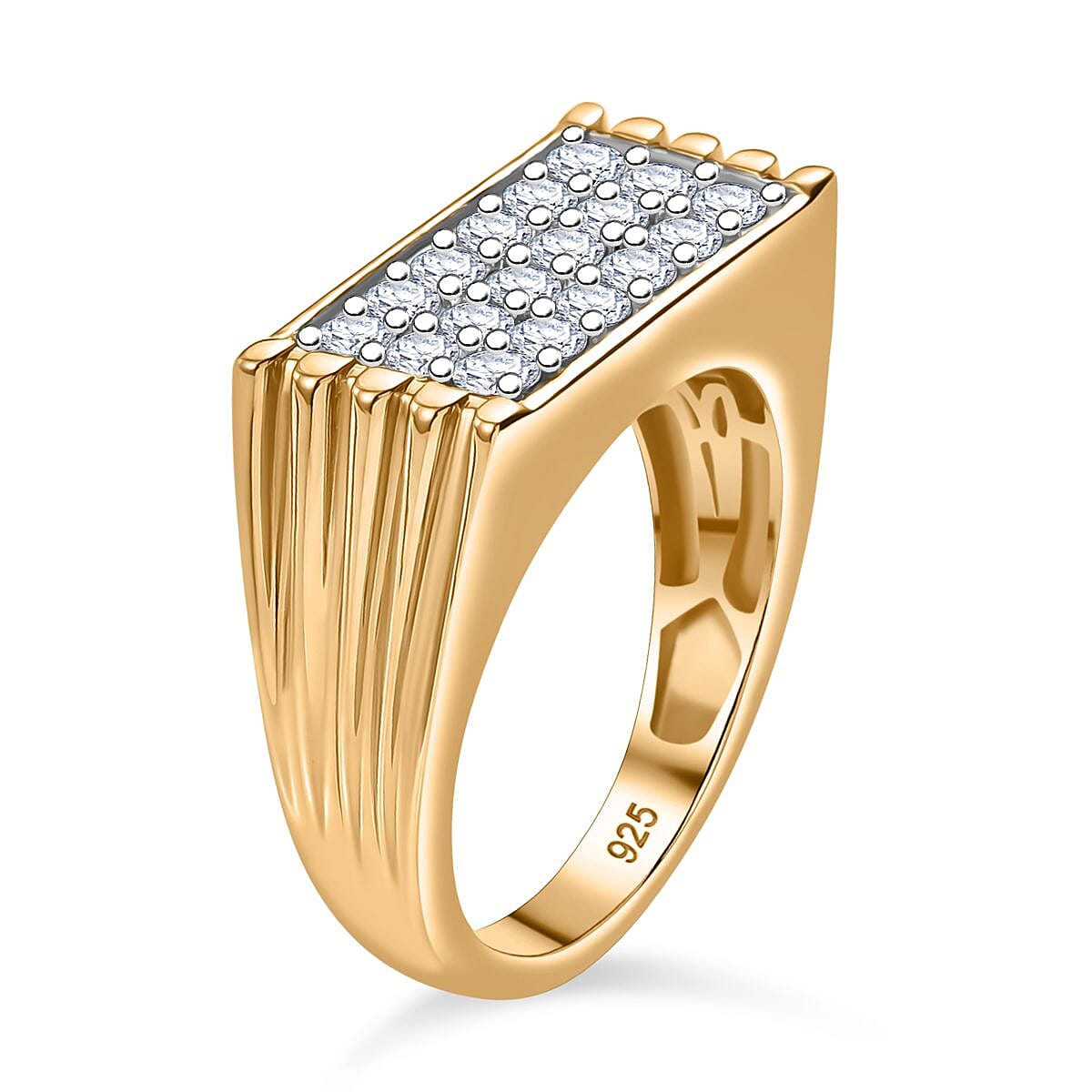 Luxuriant Lab Grown Diamond (G-H, SI) Men's Ring in 18K Vermeil YG Over Sterling Silver (Size 10.0) 1.00 ctw image number 2