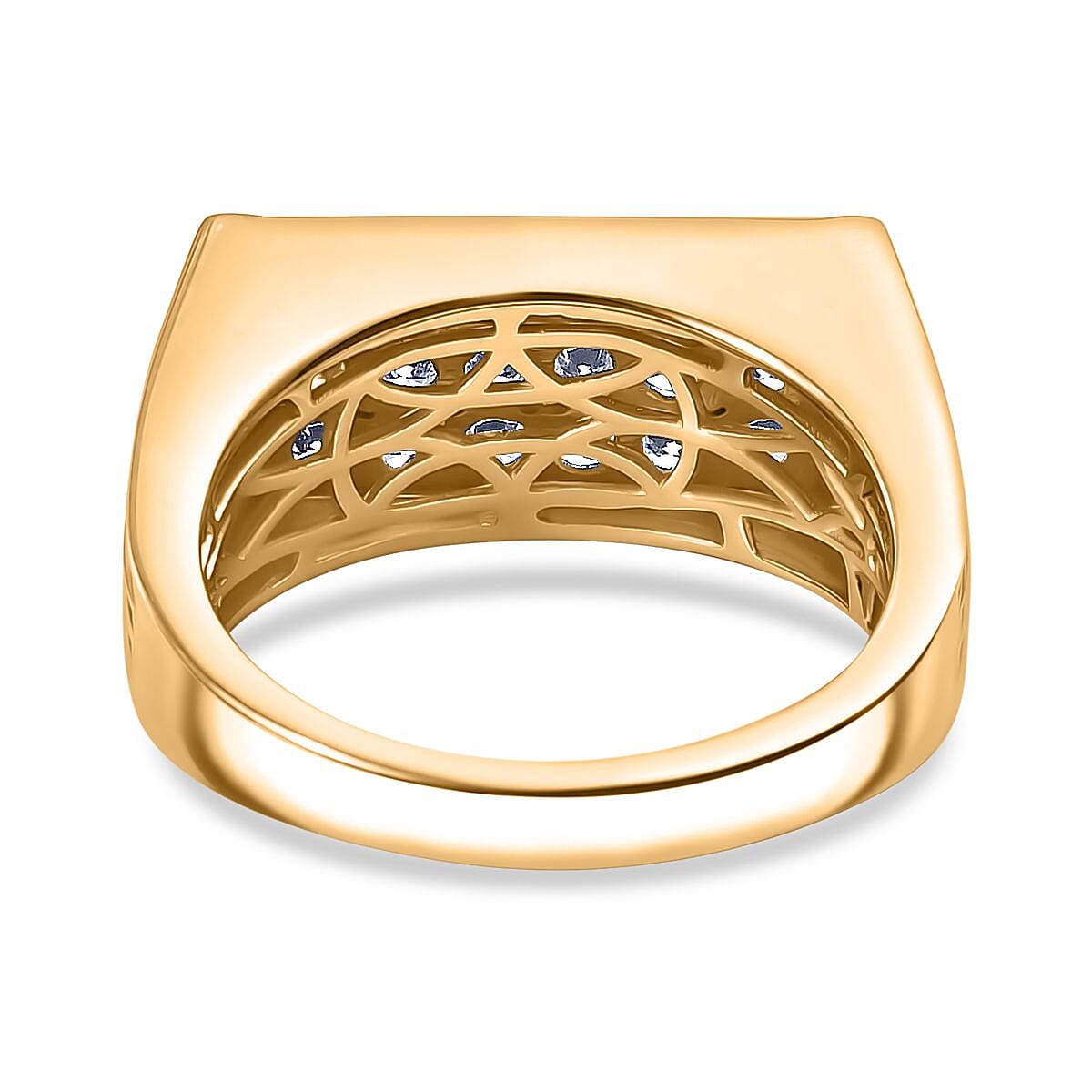 Luxuriant Lab Grown Diamond (G-H, SI) Men's Ring in 18K Vermeil YG Over Sterling Silver (Size 10.0) 1.00 ctw image number 3