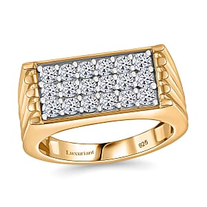 Luxuriant Lab Grown Diamond G-H SI 1.00 ctw Men's Ring in 18K Vermeil Yellow Gold Over Sterling Silver (Size 11.0)