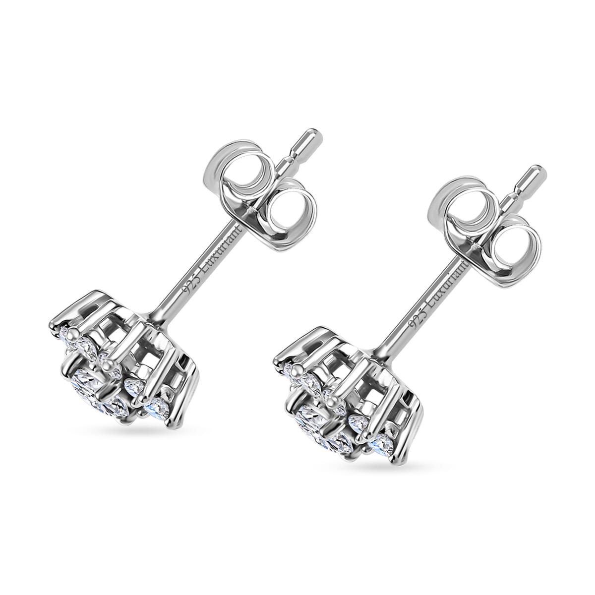 Luxuriant Lab Grown Diamond G-H, SI 0.50 ctw Sunburst Earrings in Rhodium Over Sterling Silver image number 3