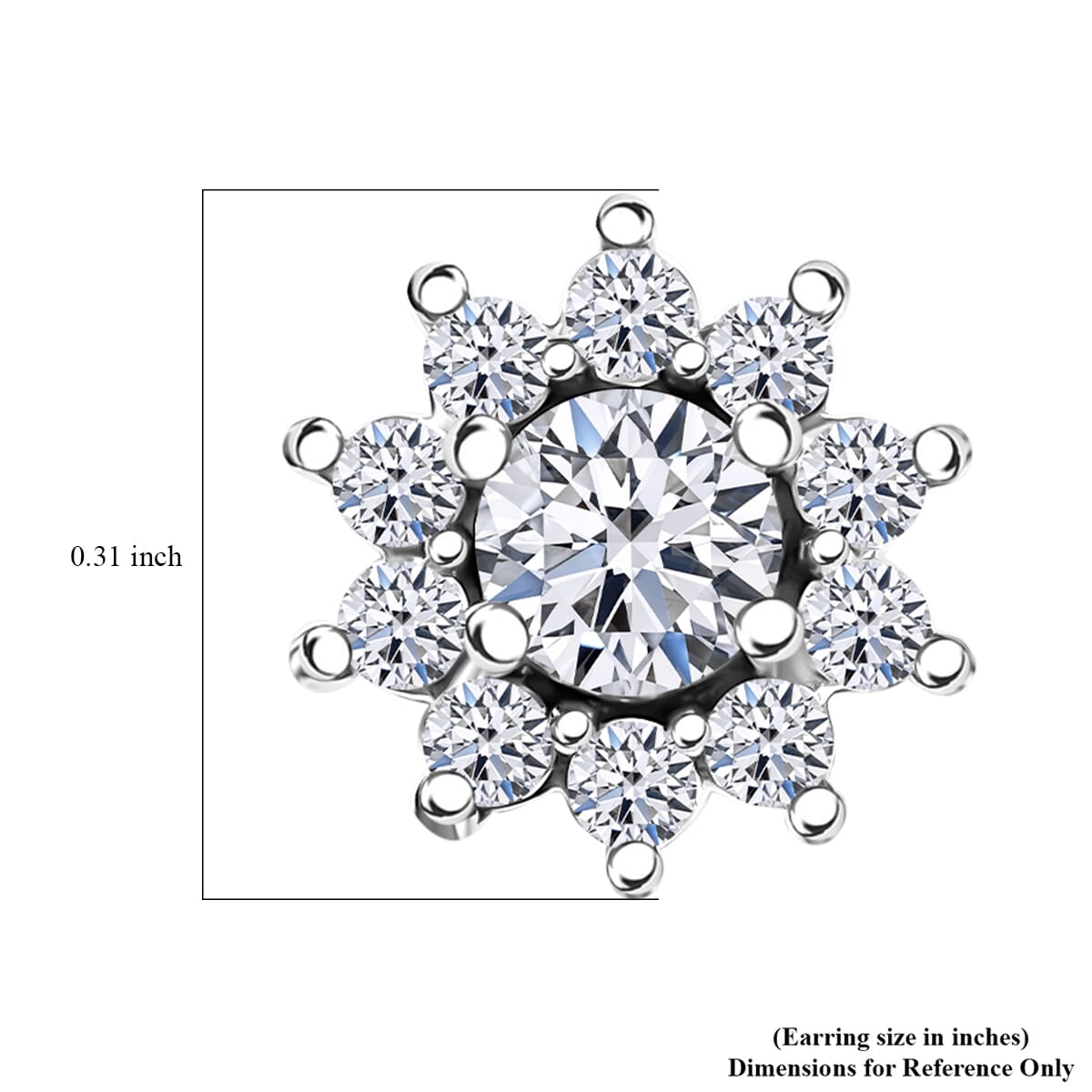 Luxuriant Lab Grown Diamond G-H, SI 0.50 ctw Sunburst Earrings in Rhodium Over Sterling Silver image number 4
