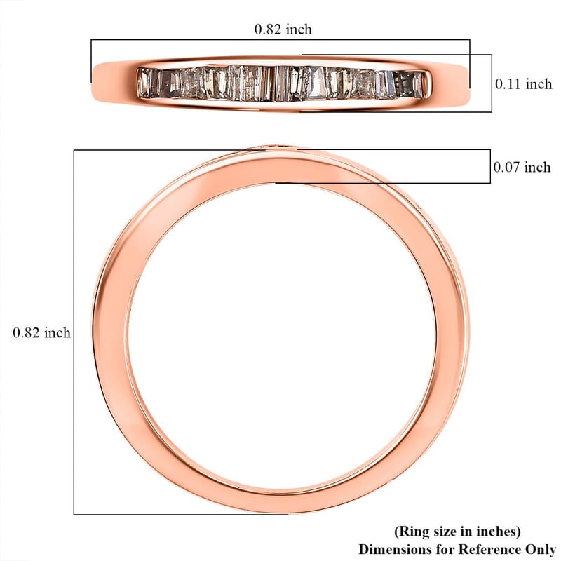 D'Joy Nature Champagne Diamond 0.25 ctw Band Ring in 18K Vermeil Rose Gold Sterling Silver (Size 10.0)