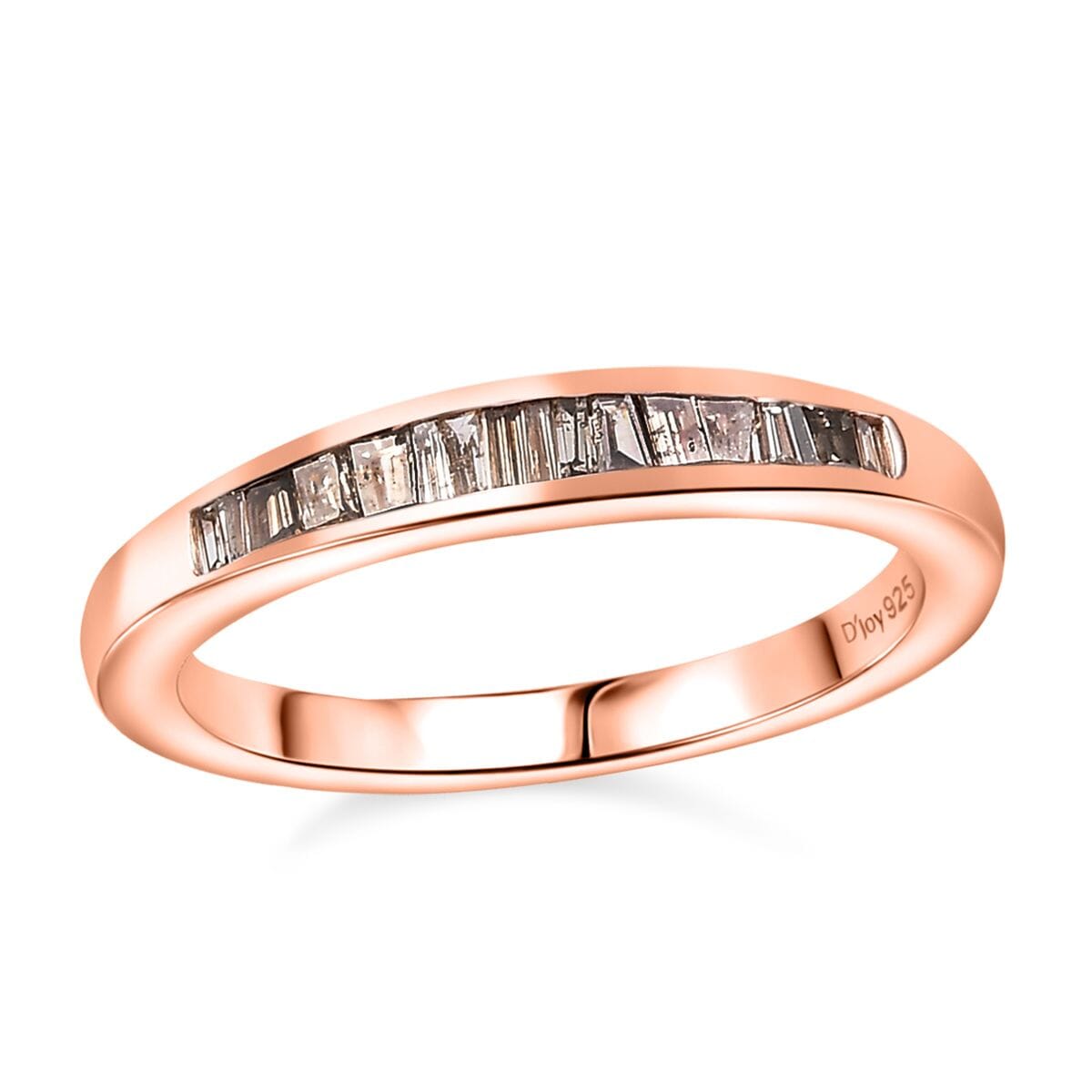Nature Champagne Diamond 0.25 ctw Band Ring in 18K Vermeil Rose Gold Sterling Silver (Size 7.0) image number 0