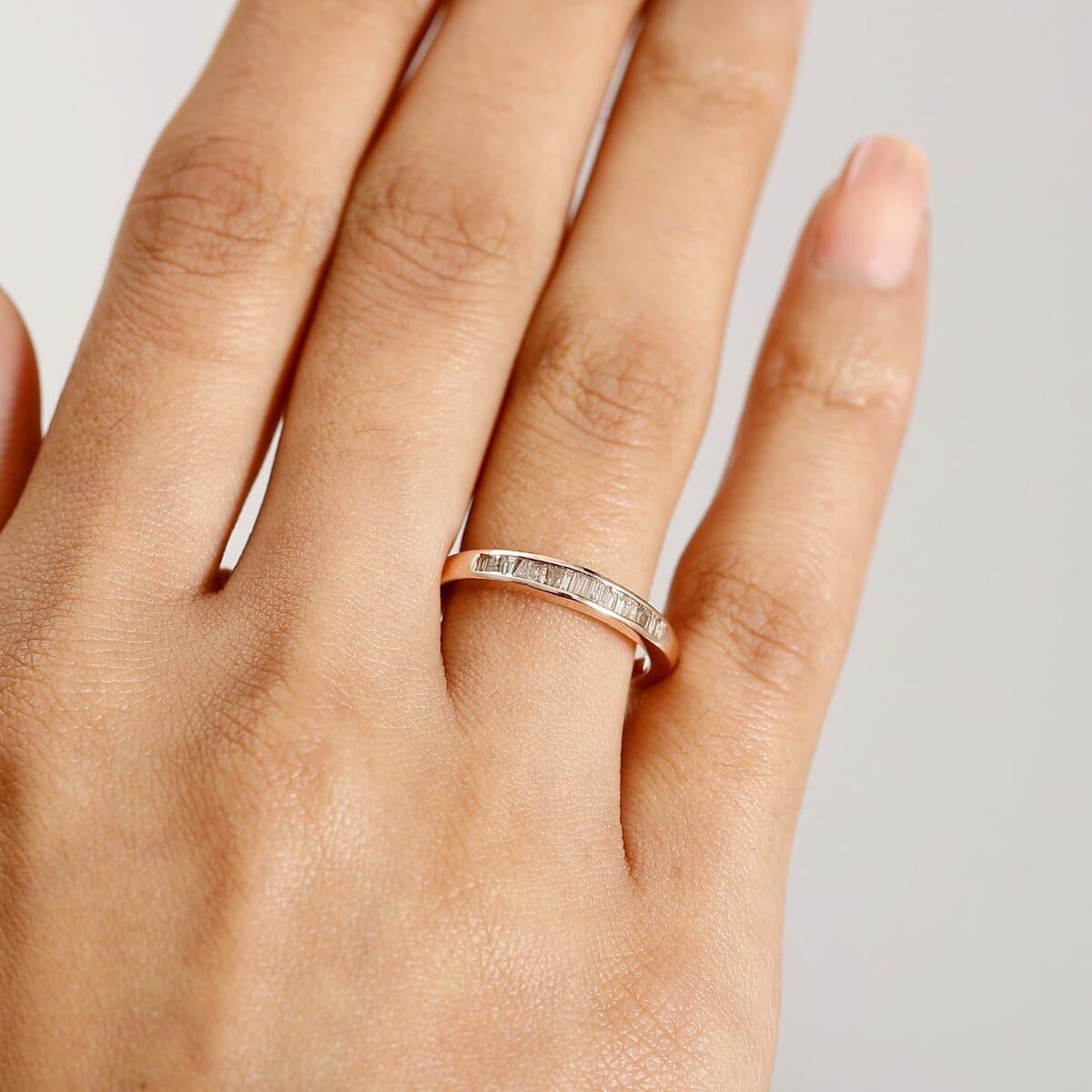 Nature Champagne Diamond 0.25 ctw Band Ring in 18K Vermeil Rose Gold Sterling Silver (Size 7.0) image number 2