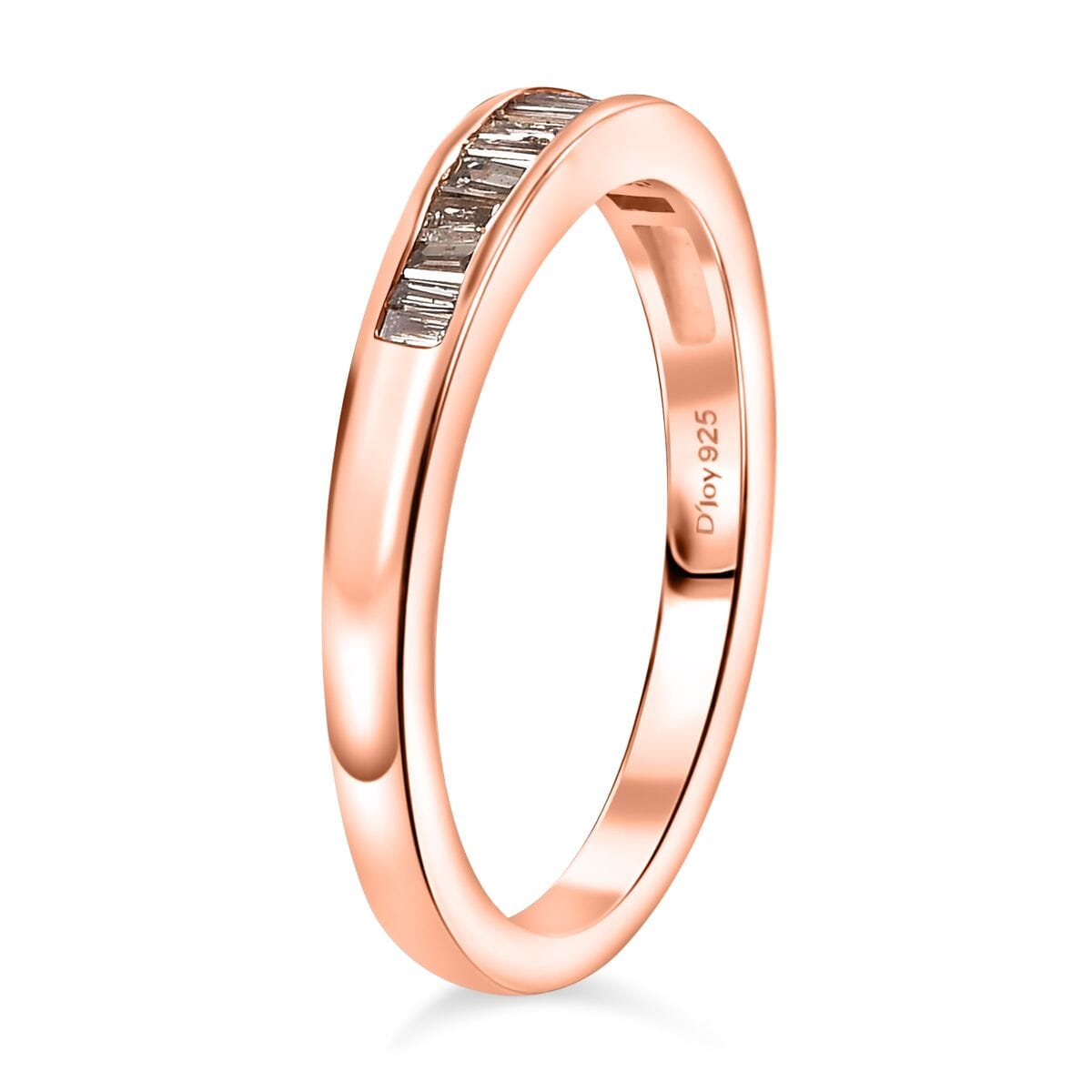 Nature Champagne Diamond 0.25 ctw Band Ring in 18K Vermeil Rose Gold Sterling Silver (Size 7.0) image number 3