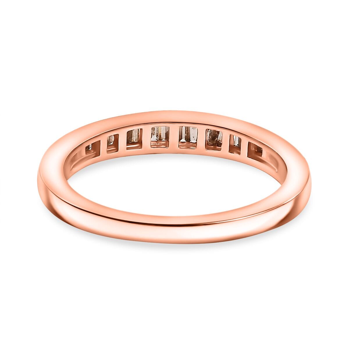 Nature Champagne Diamond 0.25 ctw Band Ring in 18K Vermeil Rose Gold Sterling Silver (Size 7.0) image number 4