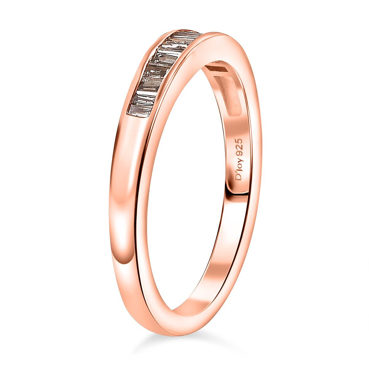 D'Joy Nature Champagne Diamond 0.25 ctw Band Ring in 18K Vermeil Rose Gold Sterling Silver (Size 8.0) image number 3