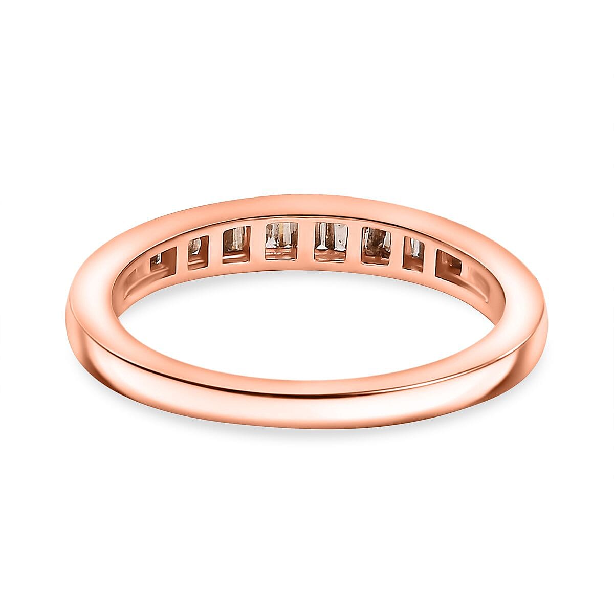 D'Joy Nature Champagne Diamond 0.25 ctw Band Ring in 18K Vermeil Rose Gold Sterling Silver (Size 8.0) image number 4