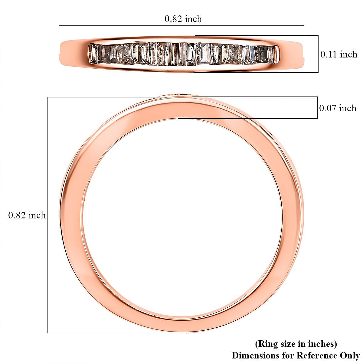D'Joy Nature Champagne Diamond 0.25 ctw Band Ring in 18K Vermeil Rose Gold Sterling Silver (Size 8.0) image number 5