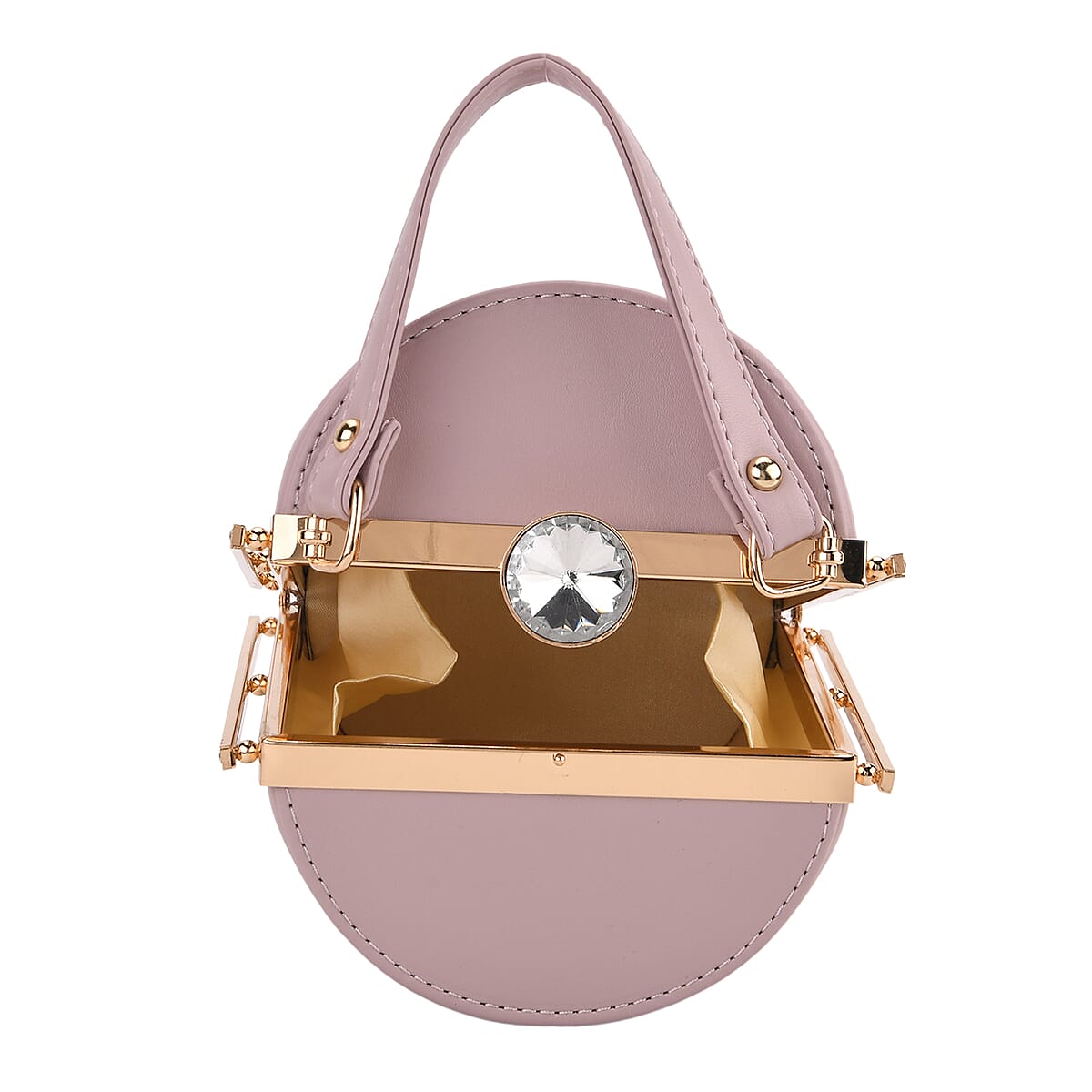  Purple Flower Embossed Faux Leather Cylinder Clutch Bag with Shoulder Strap image number 5