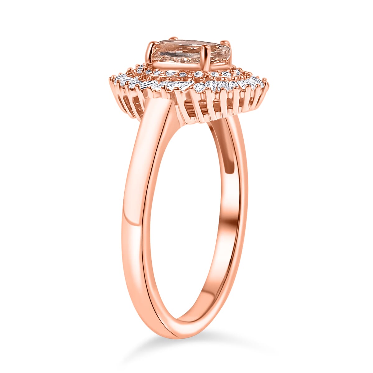 Premium Marropino Morganite and Diamond 1.15 ctw Double Halo Ring in 18K Vermeil Rose Gold Over Sterling Silver (Size 7.0) image number 3