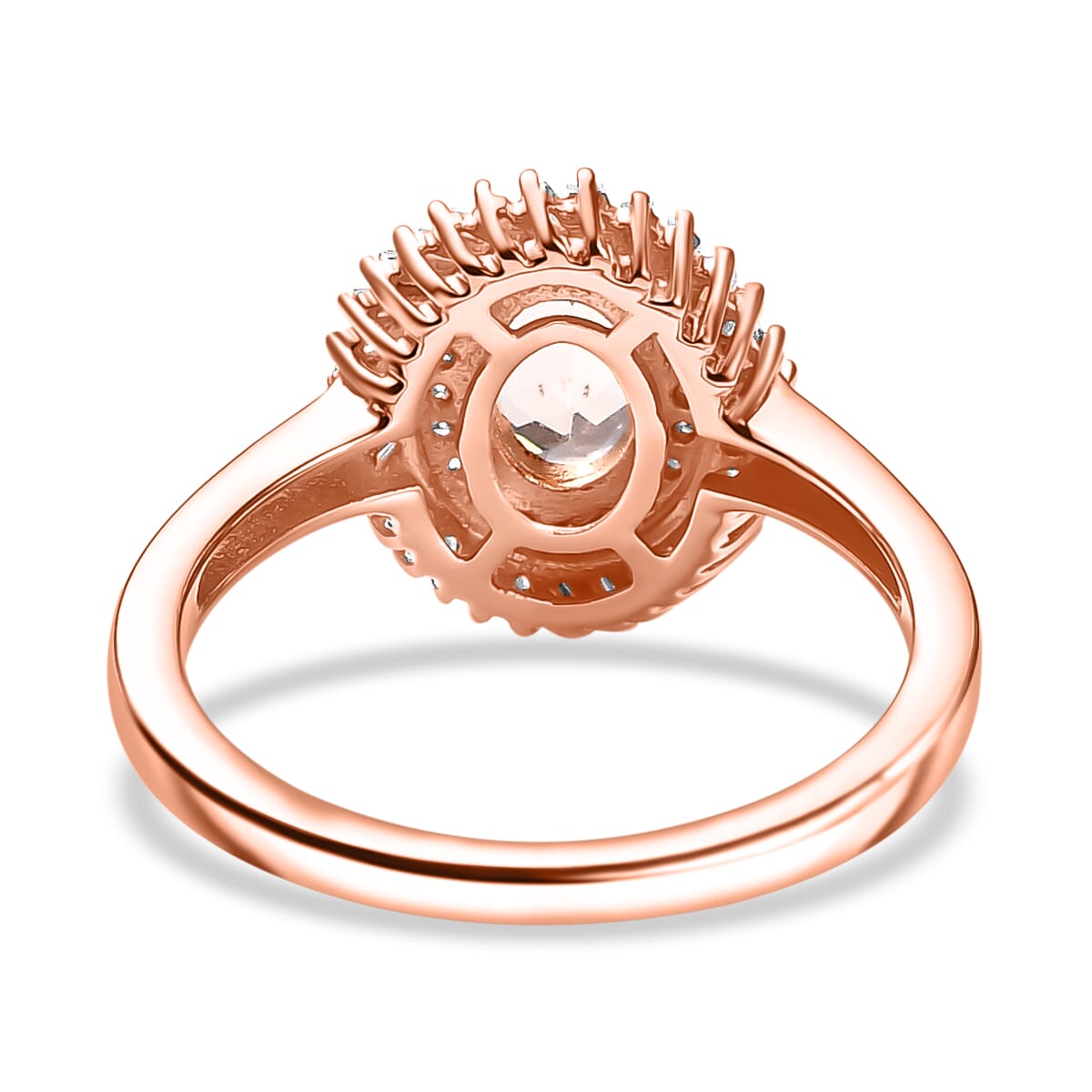Premium Marropino Morganite and Diamond 1.15 ctw Double Halo Ring in 18K Vermeil Rose Gold Over Sterling Silver (Size 7.0) image number 4