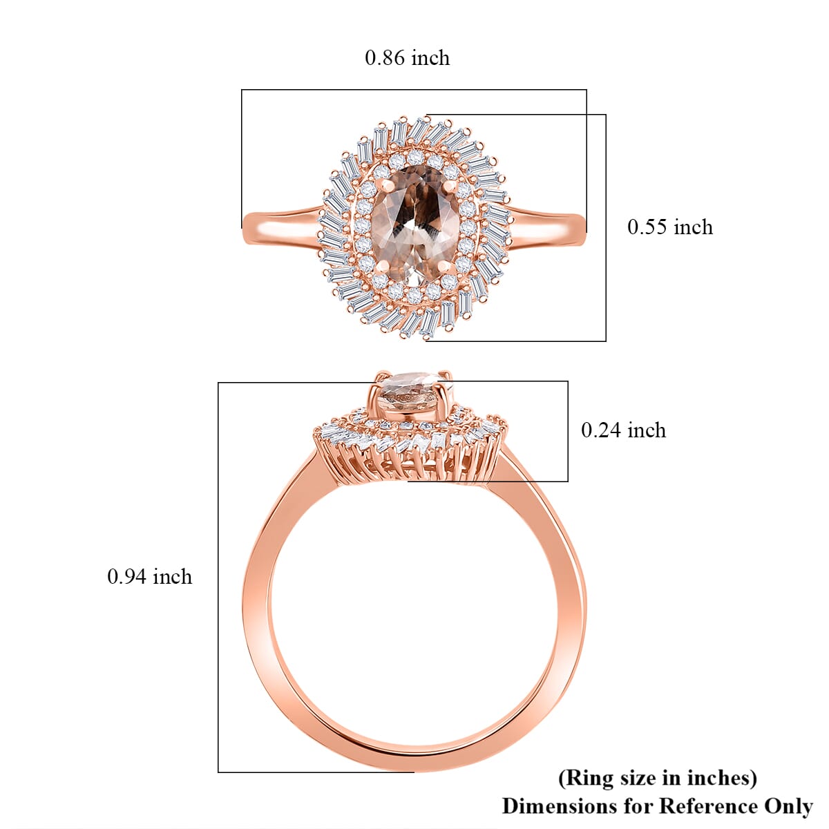 Premium Marropino Morganite and Diamond 1.15 ctw Double Halo Ring in 18K Vermeil Rose Gold Over Sterling Silver (Size 7.0) image number 5
