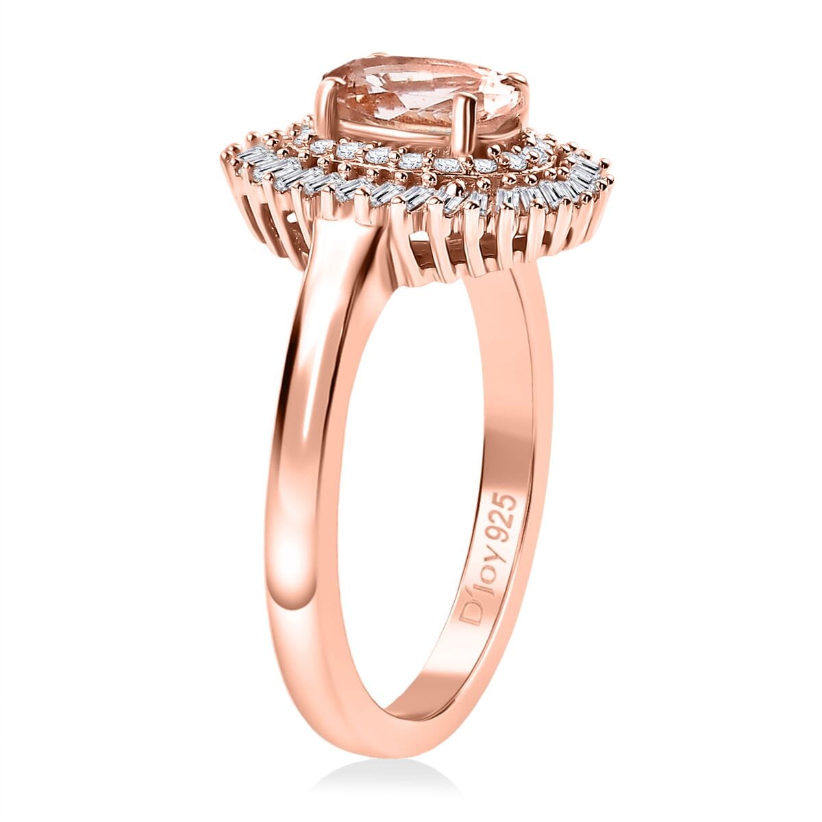Premium Marropino Morganite and Diamond 1.15 ctw Double Halo Ring in 18K Vermeil Rose Gold Over Sterling Silver (Size 8.0) image number 3