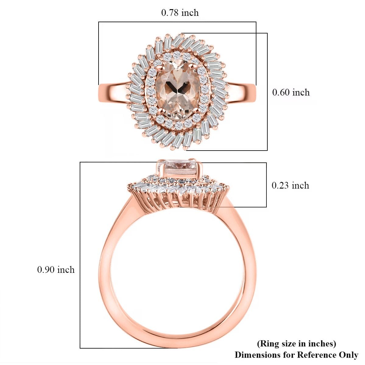 Premium Marropino Morganite and Diamond 1.15 ctw Double Halo Ring in 18K Vermeil Rose Gold Over Sterling Silver (Size 8.0) image number 5