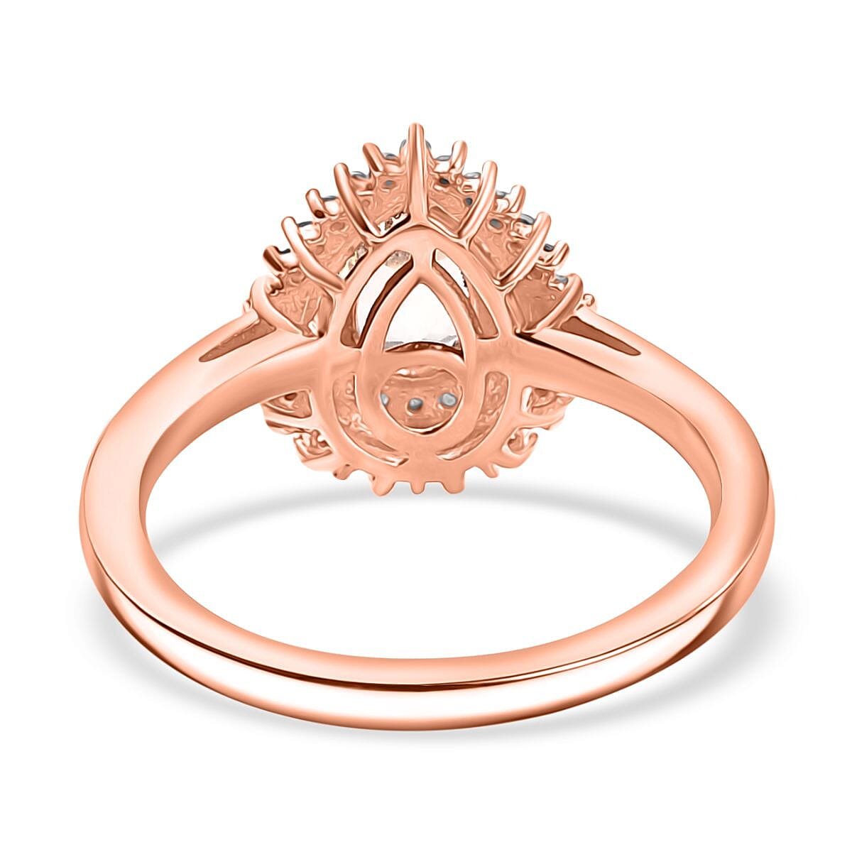 Premium Marropino Morganite, Natural Champagne and White Diamond Ring in 18K Vermeil RG Over Sterling Silver (Size 8.0) 0.85 ctw image number 4